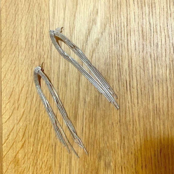 Faux Silver Dangle Earrings - Picture 1 of 5